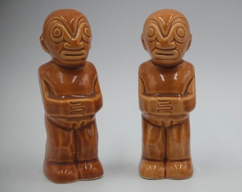 Vintage MCM Traders Vic Salt & Pepper Shakers, Imperial Imports, Japan 1970's,  Polynesian Style