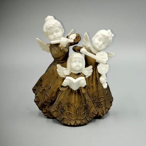 Vintage Ardalt Lenwile #6542 Musical Angels Porcelain Bisque Figurine. 1950&#39;s,  Hand Painted. Japan Numbered and foil on bottom