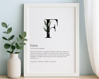 Affiche Frère - Définition personnalisée | Cadeau frère, décoration murale, anniversaire | Affiche à encadrer