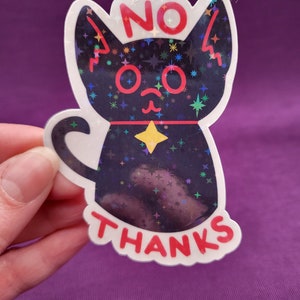 No Thanks Black Cat Vinyl Sticker