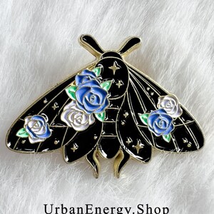 Black Moth Floral Pin  | Insect | Bug Brooch | Lepidoptera | Lepidopterist | Entomologist | Entomology Accessories | Jewelry