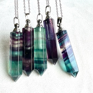 Fluorite Crystal Point Bottle Pendant  Crystal Urn Necklace  Memorial Jewelry  Keepsake Accessory
