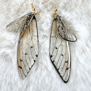 Sparkling Resin Cicada Wing Earrings: Fairycore Jewelry