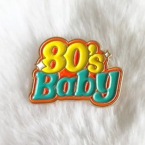 80er Jahre Baby Emaille Anstecknadel, 1980er Jahre Revers, Pin, Geldbörse Accessoire, Rucksack Bling, Geburtstagsgeschenk, Neon Brosche, Vintage 1980er Jahre Accessoires