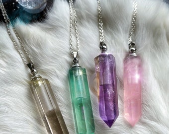 Premium Crystal-Point Essential Oil Bottle Pendants  Sacred Ashes Crystal Urn Necklace  Keepsake Container Jewelry