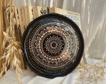 Mandala keramische bordenset, handgemaakt gepersonaliseerd aardewerkservies, handgemaakte keramische dinerborden, housewarminggift, keukendecor