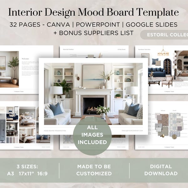 Interior Design Mood Board Template Interior Design Portfolio Template Interior Design Proposal Template Interior Design Moodboard Template