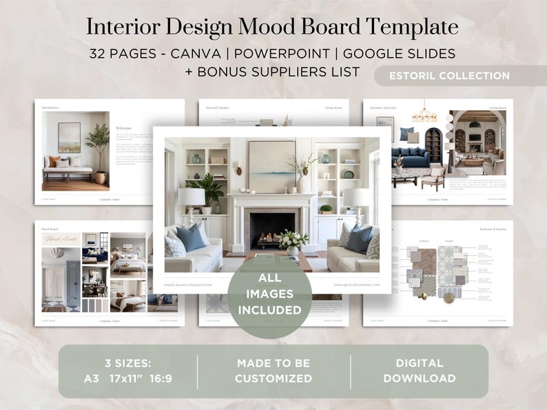 Interior Design Mood Board Template Interior Design Portfolio Template Interior Design Proposal Template Interior Design Moodboard Template