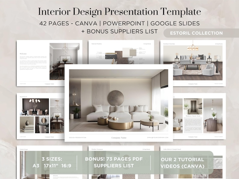Interior Design Presentation Template Interior Design Portfolio Template Interior Design Mood Board Template Interior Design Proposal Template