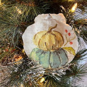 Fall Decoupage Scallop Shell Ornament