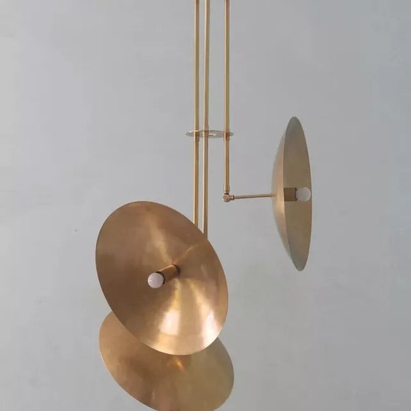 3 Light Domed Pendant Mid Century Modern Raw Brass Sputnik chandelier light Fixture Home Decor