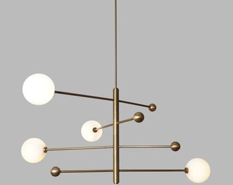 4 Globe Light Stilnovo Style Brass Sputnik parallel Chandelier Sputnik Fixture Milky Globes Brass Fixture Decor