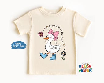 Silly Goose On The Loose Toddler Shirt, Silly Goose Kids Shirt, Funny Farm Animal Kids Tee, Cute Gift for Girl, Natural Toddler Tee