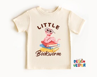 Tiny Bookworm Toddler Shirt, Cute Reading Lover Tee for Kids, Vintage Library Style Shirt, Book Themed Outfit, Book Club Kids Shirt
