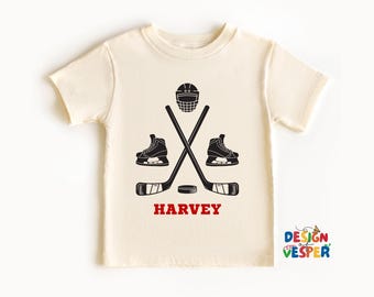 Custom Name Hockey Toddler Shirt, Kids Hockey Player Tee, Sports Fan Toddler Tee, Personalized Ice Hockey Gear Kids Shirt, Sports Kids Gift