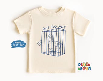 Camiseta para niños pequeños "Got Too Silly", camiseta divertida para niños "Silly Goose", camiseta divertida para niños pequeños "Goose", camiseta natural para niños, regalo lindo para niños, camiseta de animales para niños pequeños