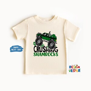 Crushing Shamrocks Toddler Shirt, Funny Monster Truck St. Patrick&#39;s Kids Shirt, Natural Toddler Tee, St Patrick&#39;s Day Kids Shirt, Kids Gift
