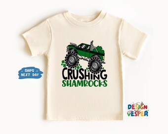 Crushing Shamrocks Toddler Shirt, Funny Monster Truck St. Patrick's Kids Shirt, Natural Toddler Tee, St Patrick's Day Kids Shirt, Kids Gift