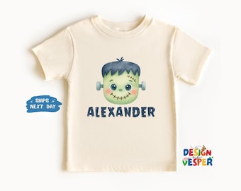Personalized Frankenstein Name Toddler Shirt, Custom Halloween Kids Shirt, Funny Boys Halloween Toddler Tee, Cute Halloween Kids Gift