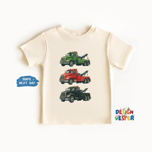 Heavy Wrecker Tow Truck Toddler Shirt, Rescue Big Rig Tee for Kids, Truck Lover Kids Shirt, Natural Retro Boho Kids Gift,Towing Vehicles Tee