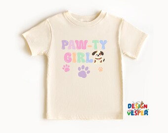 Let's Paw-ty Puppy Birthday Girls Toddler Shirt, Let's paw-ty Kids Shirt, Puppy Birthday Girls Gift, Dog Girls Kids Tee, Pet Toddler Tee