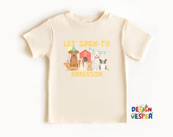 Let's Pawty Puppy Custom Birthday Toddler Shirt, Personalized Puppy Birthday Party Kids Shirt, Pet Lover Kids Gift, Dog Party Kids Tee