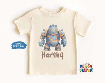 Camiseta personalizada de monstruo de roca para niño, camiseta con nombre personalizado para niño, camiseta genial de estilo gamer para niño, el mejor regalo para niños, camiseta fantástica para niño