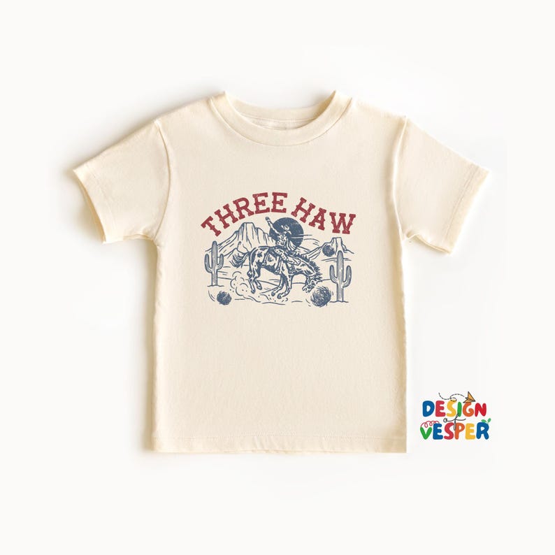 Camiseta de tres haw para niños pequeños, camiseta de tercer cumpleaños para niños, camiseta de vaquero para niños pequeños, camiseta del oeste para niños, regalo de tercer cumpleaños para niños, camiseta de cumpleaños de rodeo imagen 1