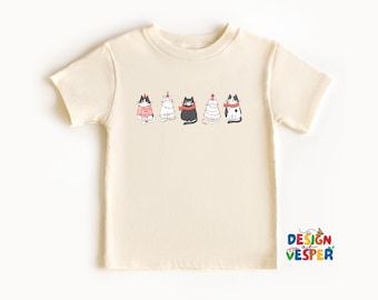 Christmas Cat Toddler Shirt, Meowy Christmas Kids Shirt, Cute Cats with Christmas Lights Kids Tee, Funny Holiday Cat Lover Toddler Tee