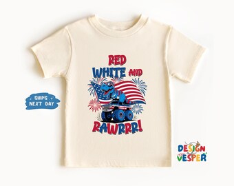 Red White Rawr Toddler Shirt, Funny 4th of July Kids Shirt, Dinosaur Fourth July Toddler Tee, Independence Day Kids Gift, Dino Lover Shirt