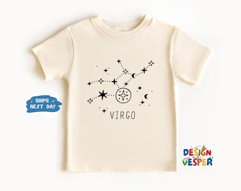 Virgo Toddler Shirt, Zodiac Constellation Kids Tee, Astrology Birthday Outfit, Celestial Toddler Top, Star Sign Graphic Shirt