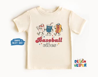 Baseball Vibes Toddler Shirt, Retro Sports Kids Shirt, Cute Natural Toddler Tee, Summer Kids Tee, Sports Lover Kids Shirt, Best Sports Gift