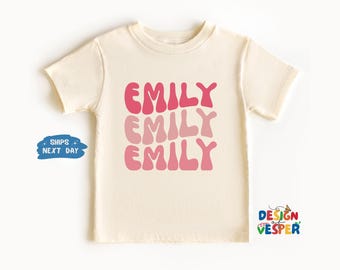 Retro Personalized Girls Name Toddler Shirt, Custom Kids Name Shirt, Cute Natural Toddler Tee, Custom Birthday Kids Gift, Groovy Toddler Tee