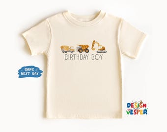 Construction Birthday Toddler Shirt, Birthday Boy Truck Kids Tee, Excavator Party Outfit, Cute Toddler Birthday Top For Boys