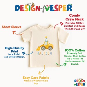 Personalized Construction Birthday Toddler Shirt, Custom Bulldozer Kids Shirt, Construction Lover Kids Tee, Birthday Boy Kids Gift bild 3