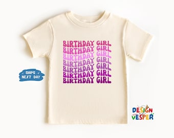 Birthday Girl Toddler Shirt, Retro Birthday Girl Kids Shirt, Birthday Party Gift, Cute Natural Toddler Tee, Funny Family Kids Tee