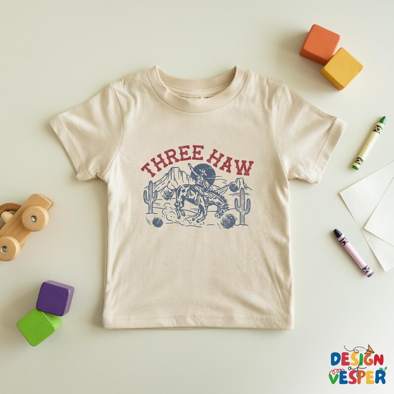 Camiseta de tres haw para niños pequeños, camiseta de tercer cumpleaños para niños, camiseta de vaquero para niños pequeños, camiseta del oeste para niños, regalo de tercer cumpleaños para niños, camiseta de cumpleaños de rodeo Natural