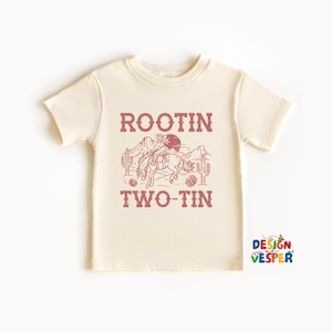 Rootin Two-Tin Toddler Shirt, Second Birthday Retro Kids Shirt, Western Rodeo 2nd Toddler Tee, Cowgirl Kids Shirt, Funny Birthday Gift