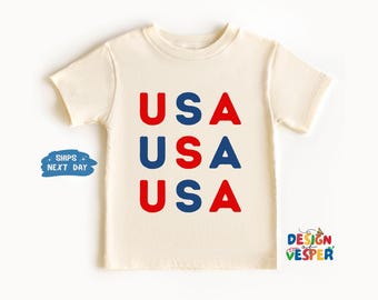 USA Toddler Shirt, Fourth of July Kids Shirt, Patriotic Toddler Tee, Memorial Day Kids Tee, All American Kids Shirt, Cute Natural Kids Gift