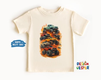 Monster Trucks Rally Kids Shirt, Retro Monster Trucks Toddler Shirt, Big Tire Trucks Kids Tee, Funny Crushing Cars Tee, Cute Kids Gift