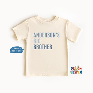 Personalized Big Brother Kids Tee, Custom Toddler Tee, Retro Kids Shirt, Announcement Toddler Tee, Cute Natural Shirt, New Sibling Gift