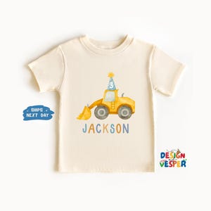 Personalized Construction Birthday Toddler Shirt, Custom Bulldozer Kids Shirt, Construction Lover Kids Tee, Birthday Boy Kids Gift
