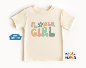 Flower Girl Toddler Shirt, Retro Boho Flower Kids Shirt, Girls Wedding Party Toddler Tee, Cute Natural Kids Clothes, Funny Kids Gift