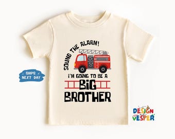 Big Brother Firetruck Toddler Shirt, Funny Brother Shirt, Firefighter Promoted Big Brother Tee, Baby Announcement Shirt, Pregnancy Reveal
