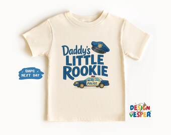 Daddy's Little Rookie Toddler Shirt, Police Car Kids Tee, My Dad is a Cop Shirt, Police Officer, Boho Natural Kids Shirts, Daddy's Buddy
