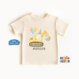 Personalized Excavator Birthday Toddler Shirt, Custom Construction Birthday Kids Shirt, Birthday Kids Gift, Construction Lover Kids Tee