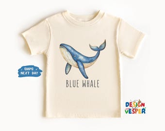 Blue Whale Kids Shirt, Cute Educational Whale Species Toddler Shirt, Retro Natural Boho Kids Tee, Funny Kids Gift, Sea Animal Toddler Tee