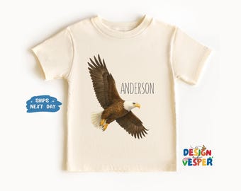 Personalized Eagle Name Toddler Shirt, Custom Eagle Boys Kids Shirt, Funny Animal Kids Tee, Retro Natural Toddler Tee, Cute Kids Gift