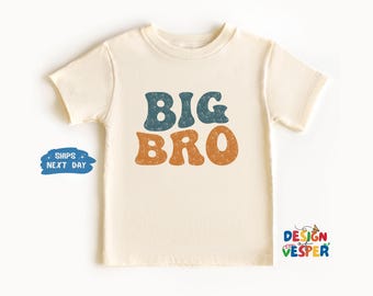 Big Bro Toddler Shirt, Pregnancy Announcement Kids Shirt, Cute Natural Toddler Tee, Funny Sibling Shirt, Retro Kids Tee, Baby Shower gift
