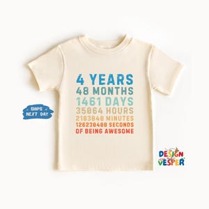 Fourth Birthday Toddler Shirt, 4 Year Old Birthday Kids Shirt, Cute Natural Toddler Tee, Birthday Kids Gift, Retro Kids Shirt